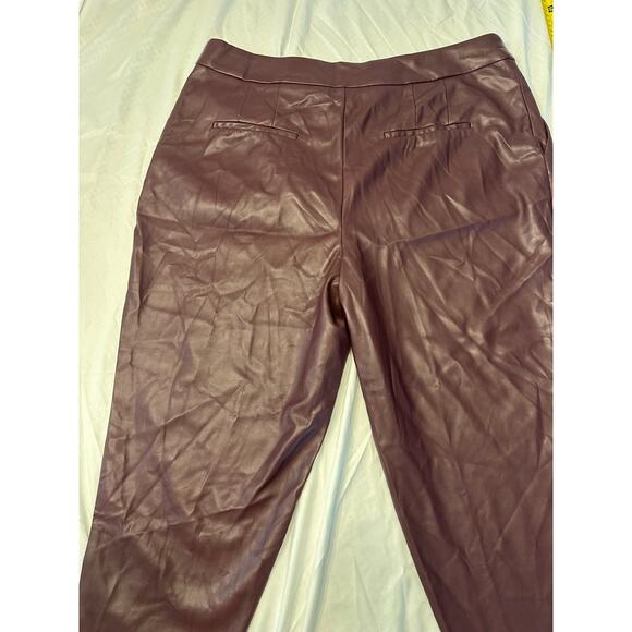 Express Womens Modern Straight High Rise Faux Leather Pants Sz 18S Purple - Picture 2 of 11